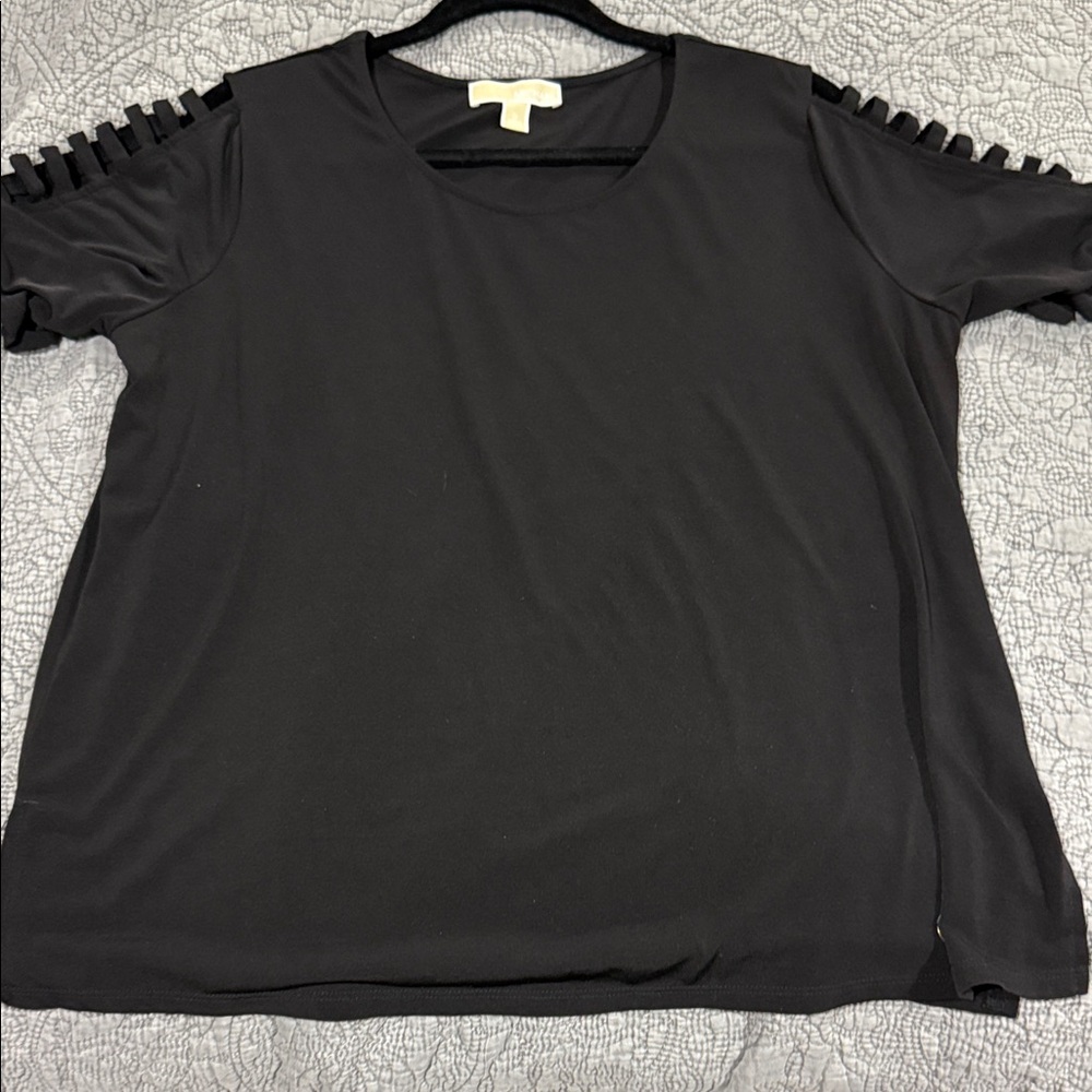 Michael Kors Black Short Sleeve Top with Cut-Out Details